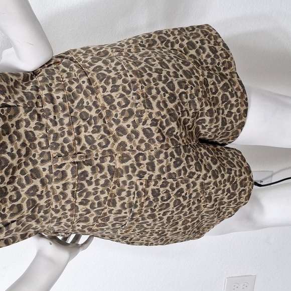 Le Lis NEW Taupe Brown Leopard Print Mobwife Streetwear W/Pockets Denim Romper L - Picture 9 of 15